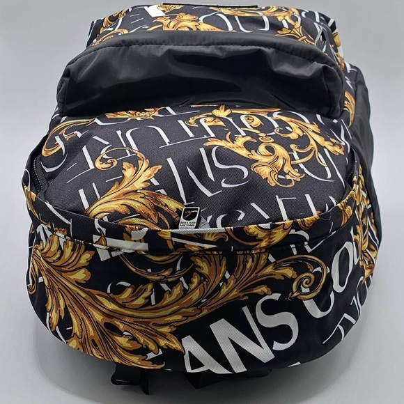 Versace Jeans Couture Logo Black And Yellow Baroque Print Backpack - Picture 2 of 11